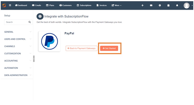 Access the PayPal page